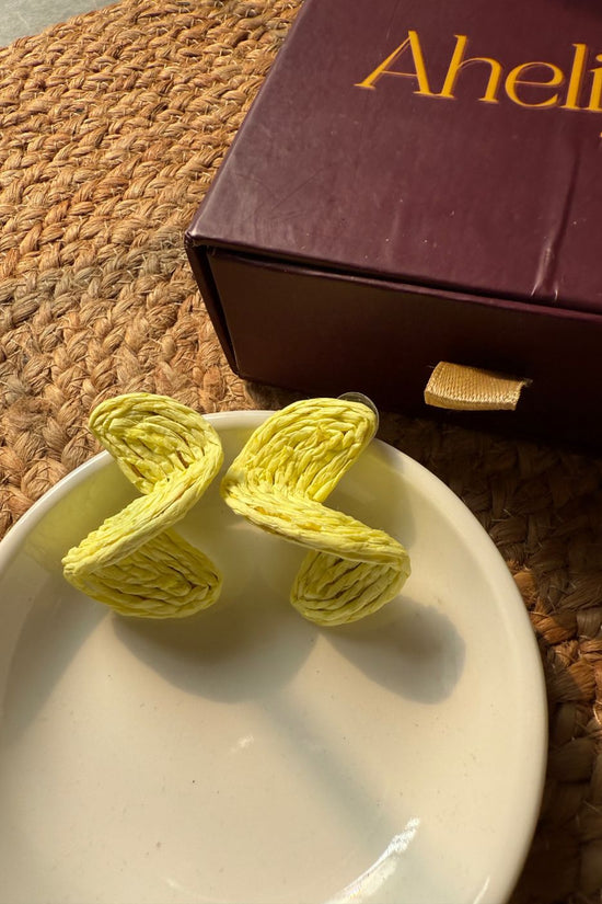 Twisted Fun - Yellow Earrings made by jute handmade in India