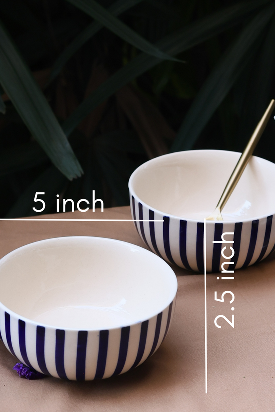 Thin stripes bowls height & breadth
