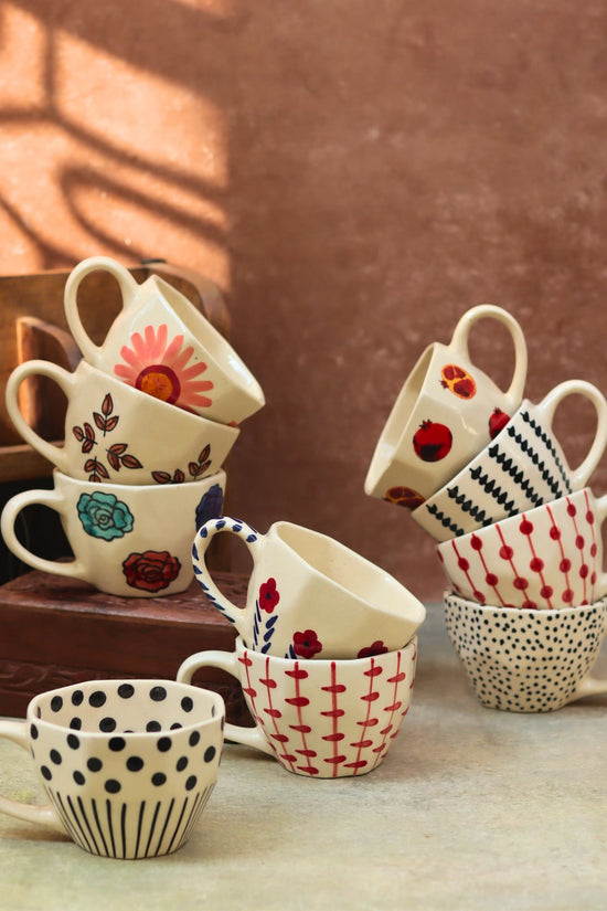 Set of 10 Floral Charm Mugs (for the price of 7)