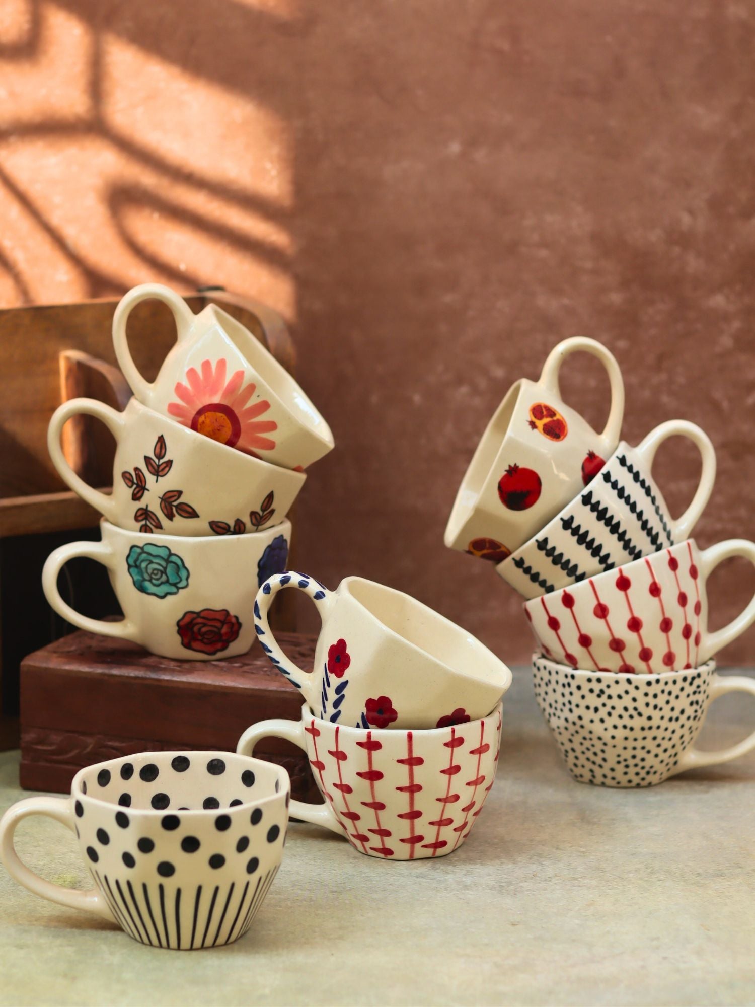 Set of 10 Floral Charm Mugs (for the price of 7)