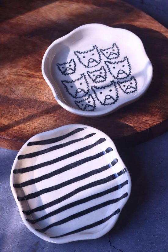 Cat & Zebra Handmade Dessert Plate with premium quality material