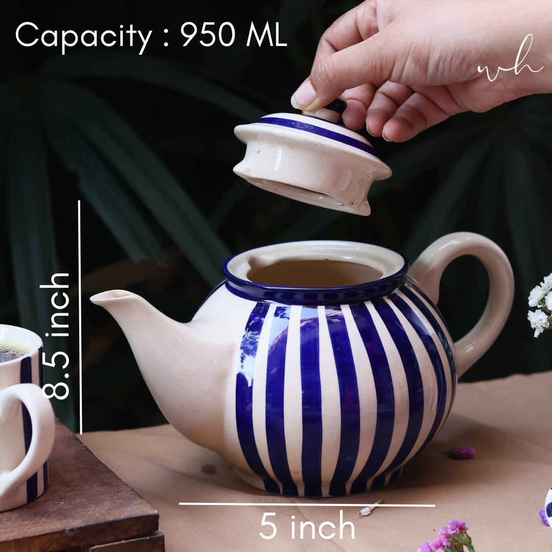 Thick stripes tea pot height & breadth