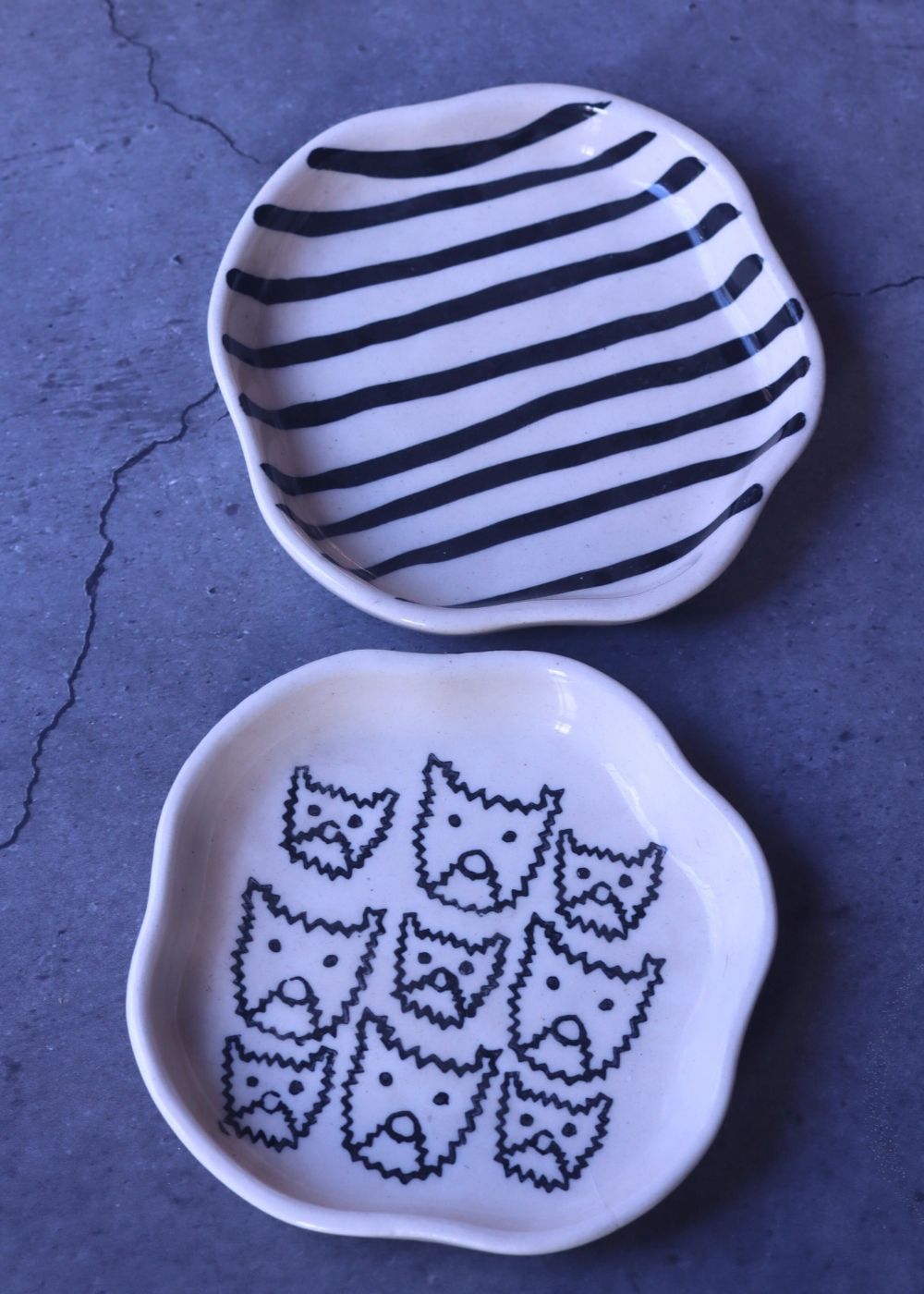 Cat & Zebra Handmade Dessert Plate handmade in india