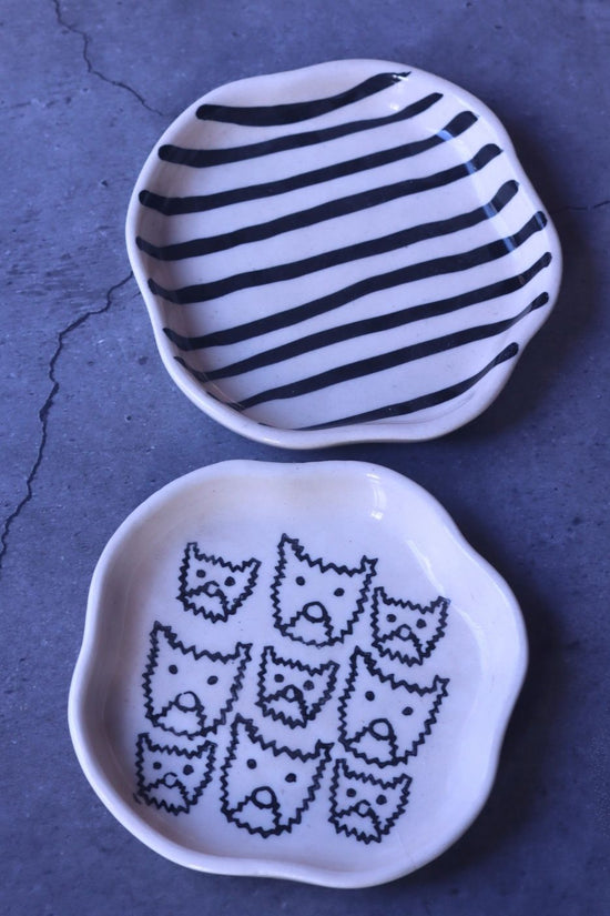 Cat & Zebra Handmade Dessert Plate handmade in india
