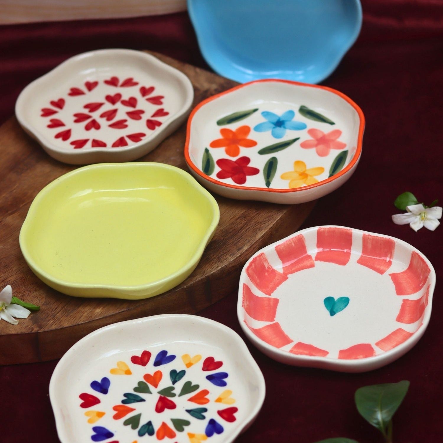handmade Set of 6 (colorful) handmade dessert plates (For the price of 5)