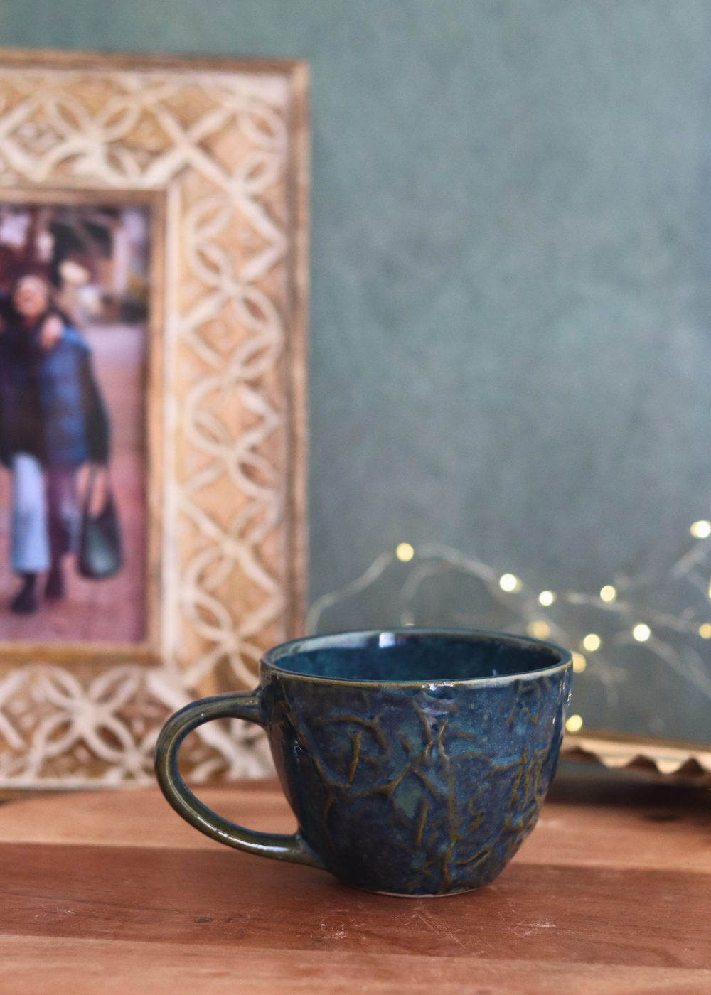 handmade blue textured mug