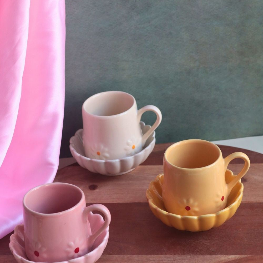 Handmade Set of 6 Lily Mug & Flower Ice Cream Bowl (for the price of 5)