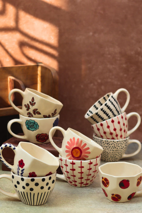 Set of 10 Floral Charm Mugs (for the price of 7)