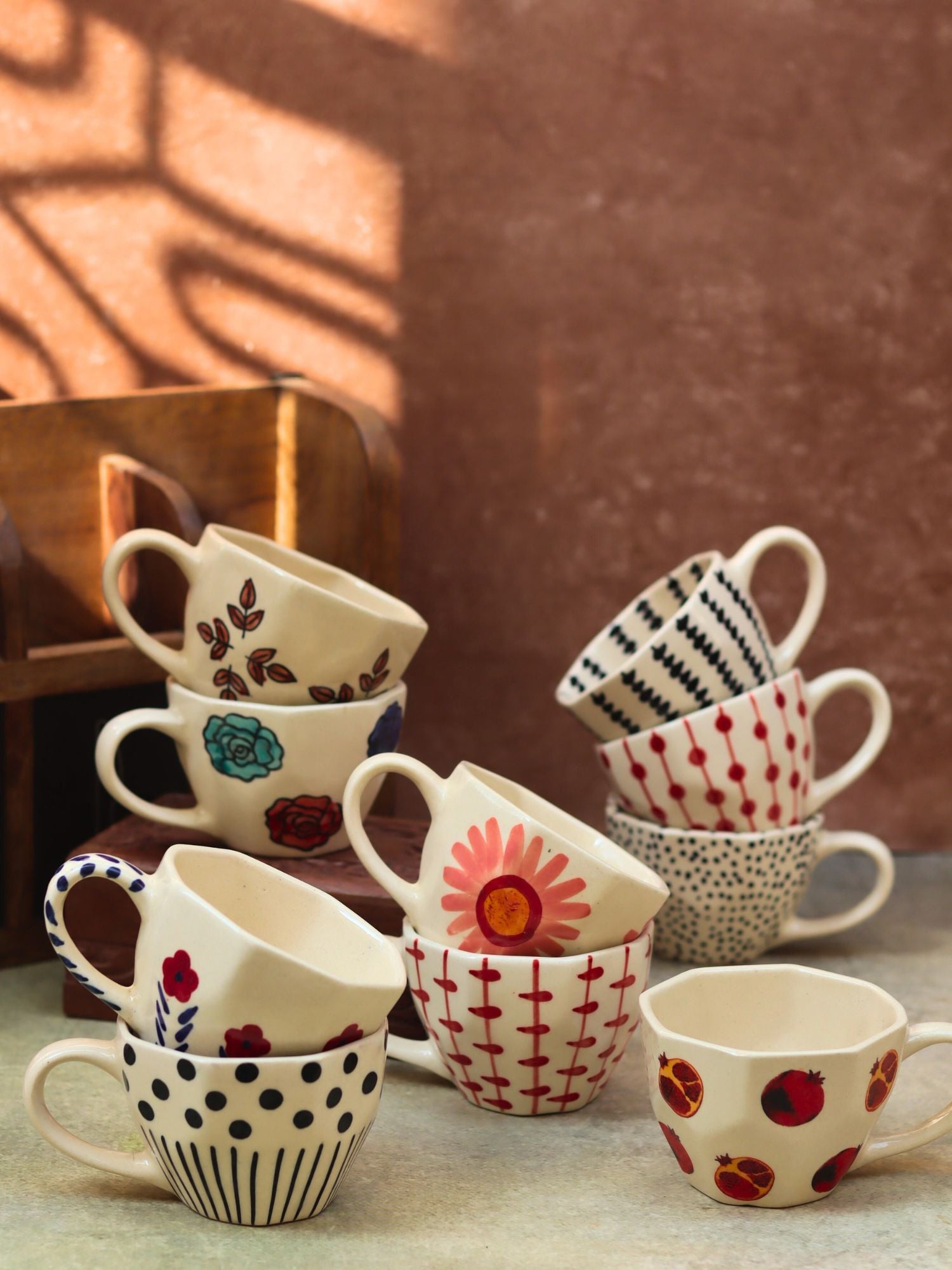 Set of 10 Floral Charm Mugs (for the price of 7)