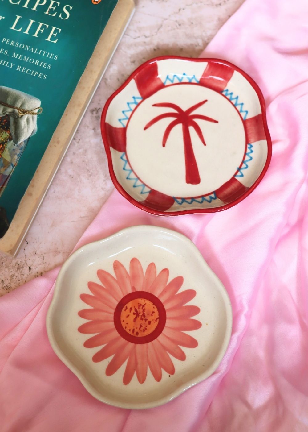 Handmade Palm & Flower Handmade Dessert Plate