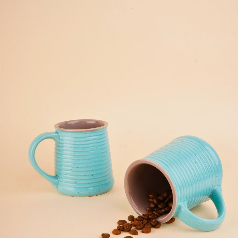 cool blue & grey coffee mug handmade in india