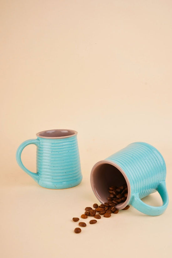 cool blue & grey coffee mug handmade in india
