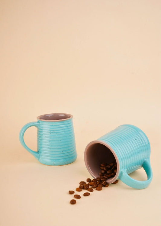 cool blue & grey coffee mug handmade in india