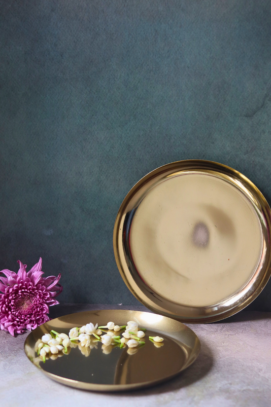 Dawat brass plate with flowers