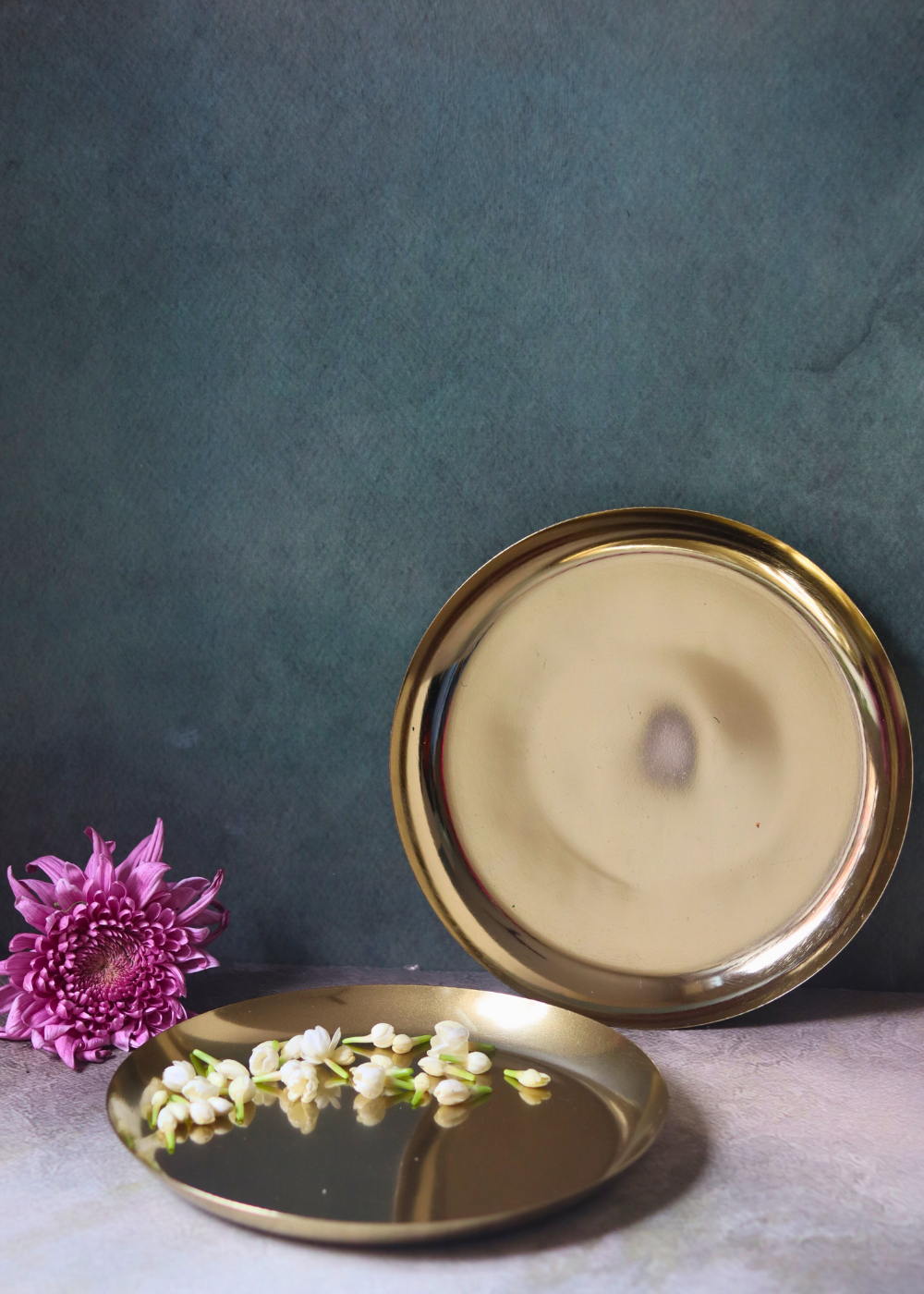 Dawat brass plate with flowers