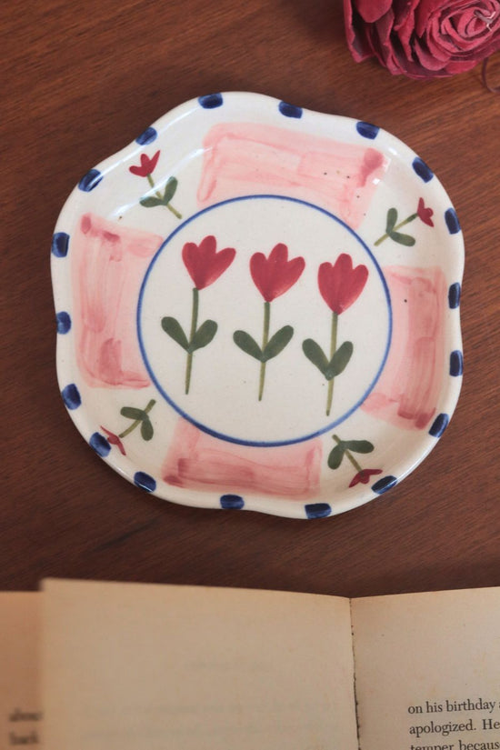 Peony Handmade Dessert Plate made by ceramic