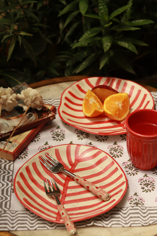 Handmade ceramic red leaf plates 