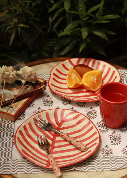Handmade ceramic red leaf plates 