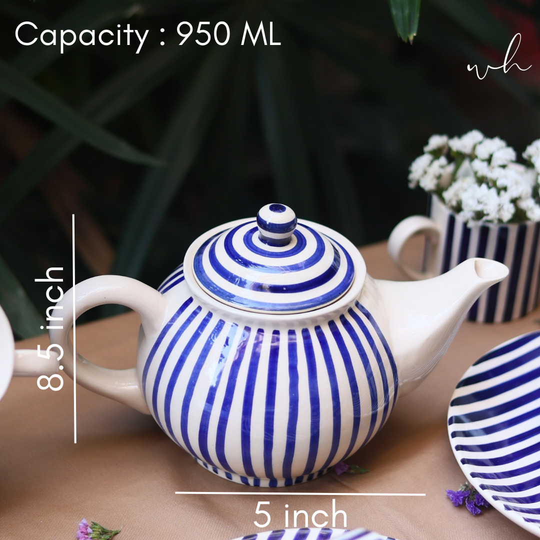 Thin stripes tea pot height & breadth