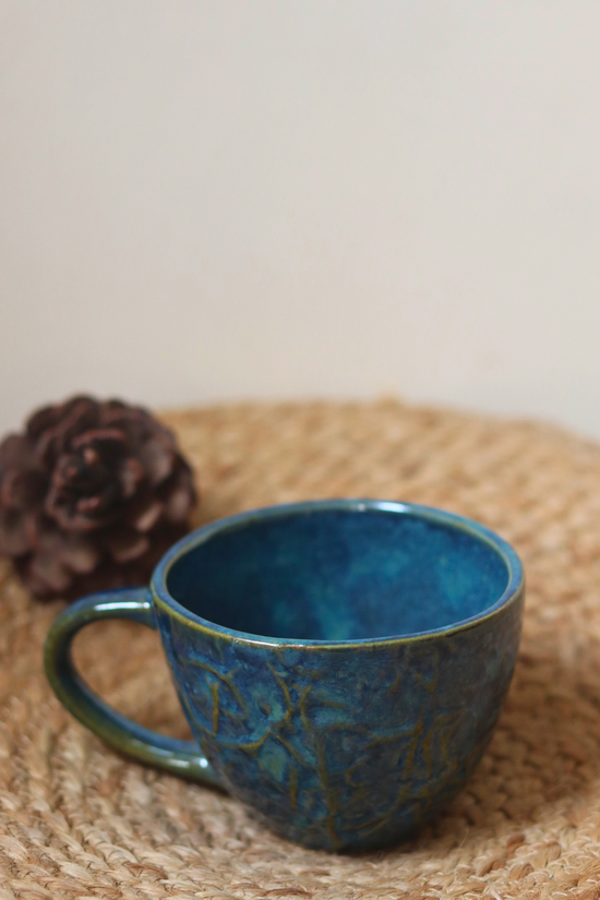 ceramic blue textured mug  