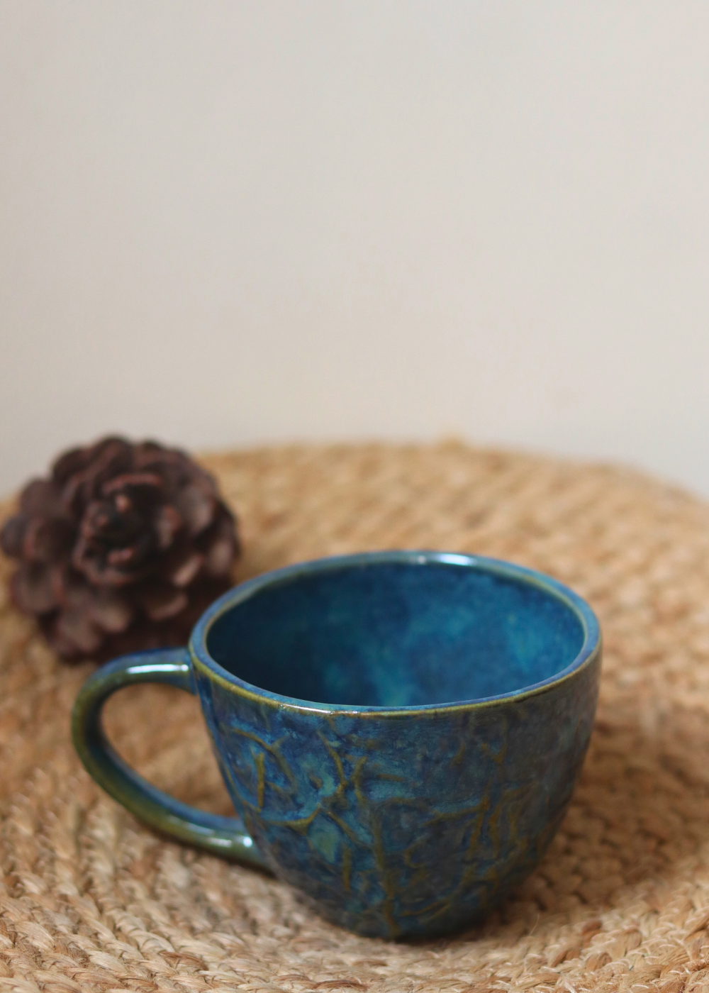 ceramic blue textured mug  
