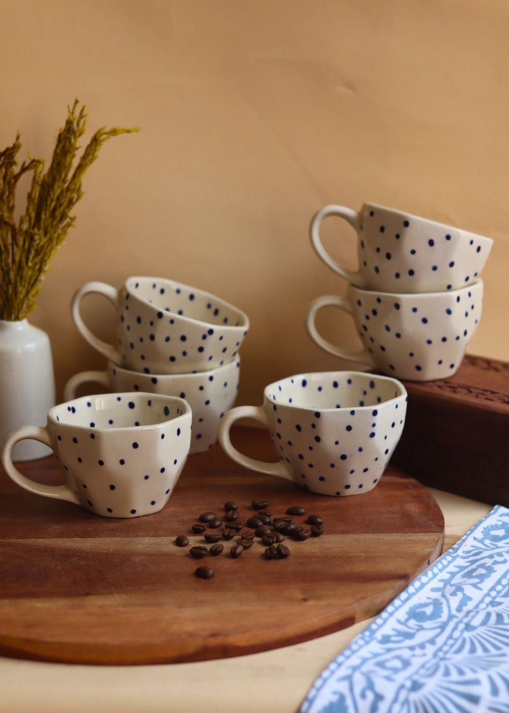 Purple Polka Mug - Set of 6 handmade in india