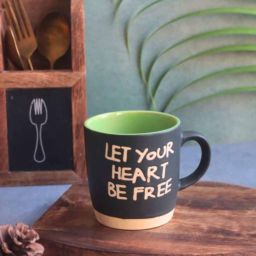 Handmade Let Your Heart Be Free Mug - Black