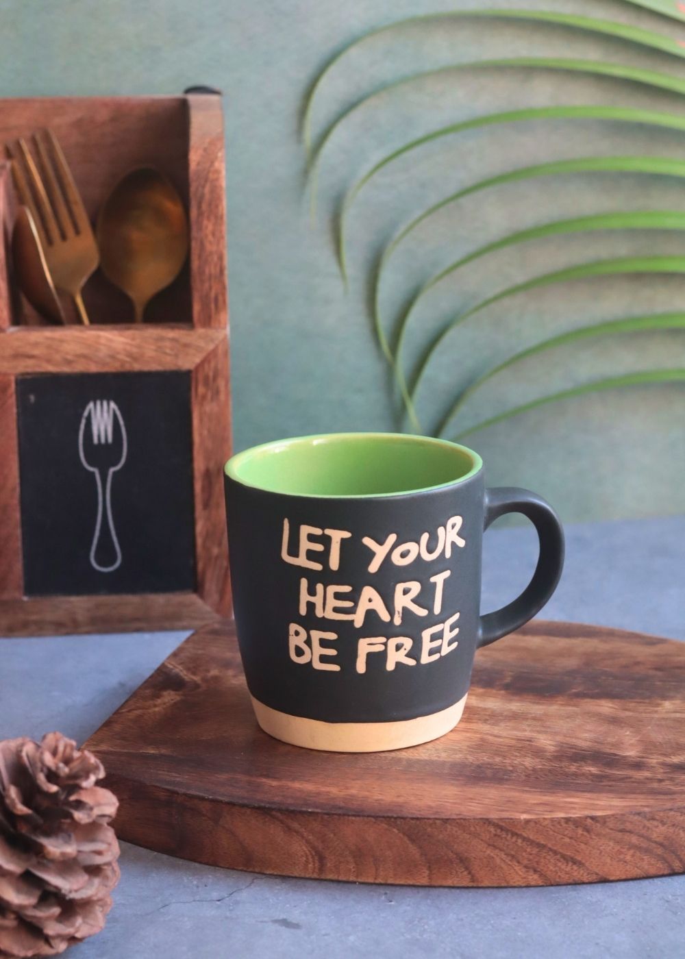 Handmade Let Your Heart Be Free Mug - Black