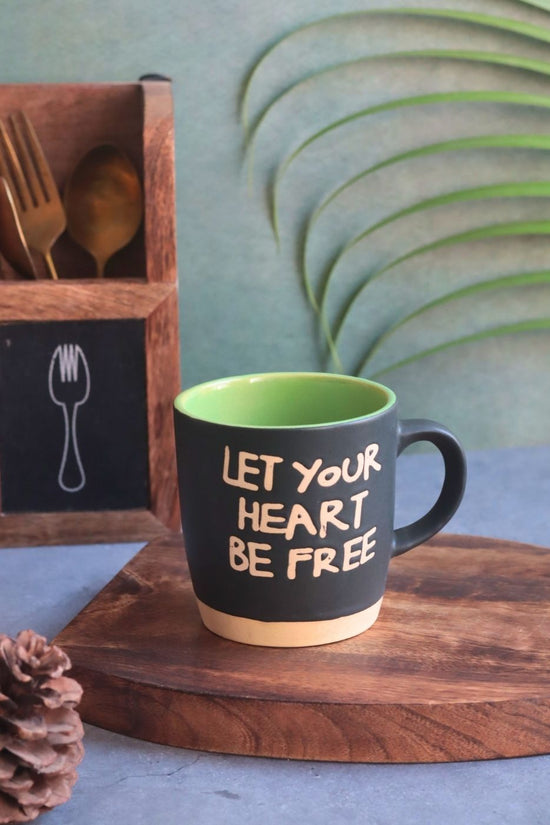 Handmade Let Your Heart Be Free Mug - Black