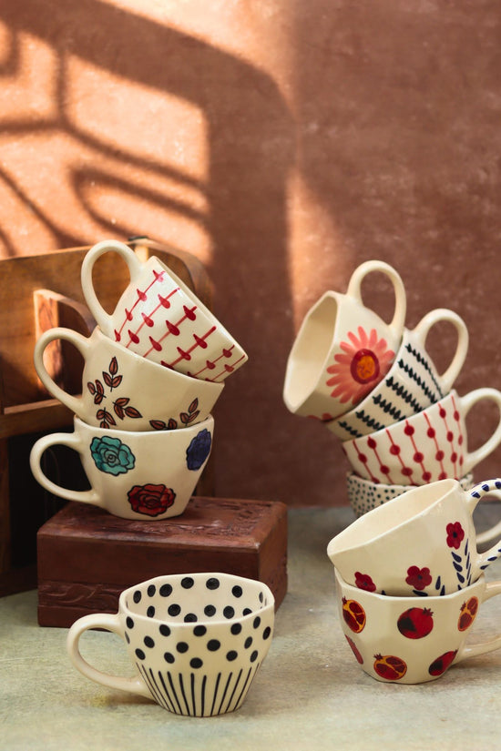Set of 10 Floral Charm Mugs (for the price of 7)
