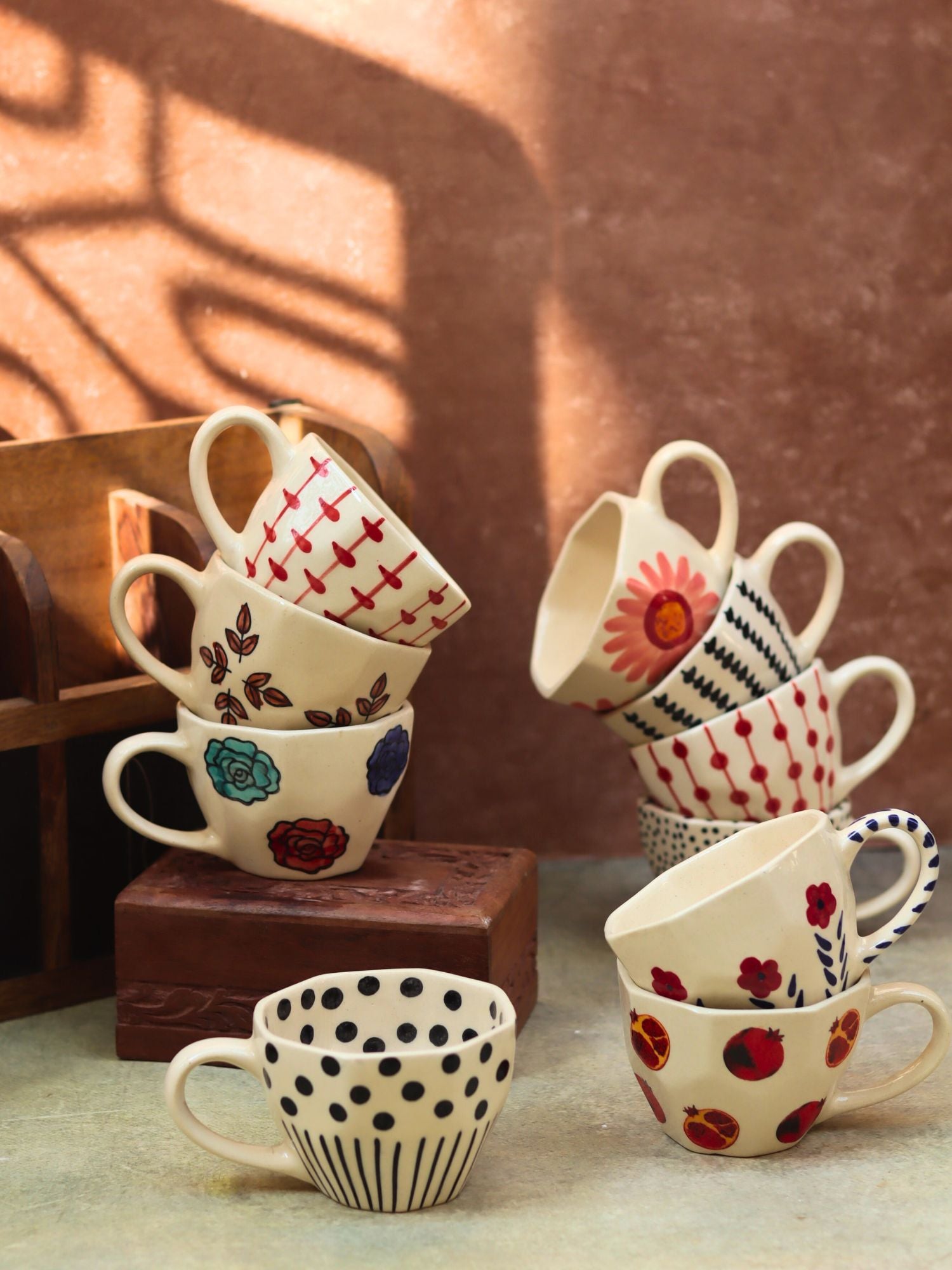 Set of 10 Floral Charm Mugs (for the price of 7)