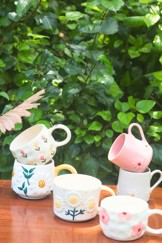 Set of 6 Blooming Mugs (for the price of 5) handmade in india