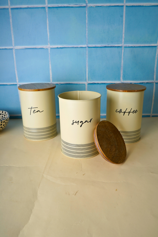 three jar set tea, sugar & coffee