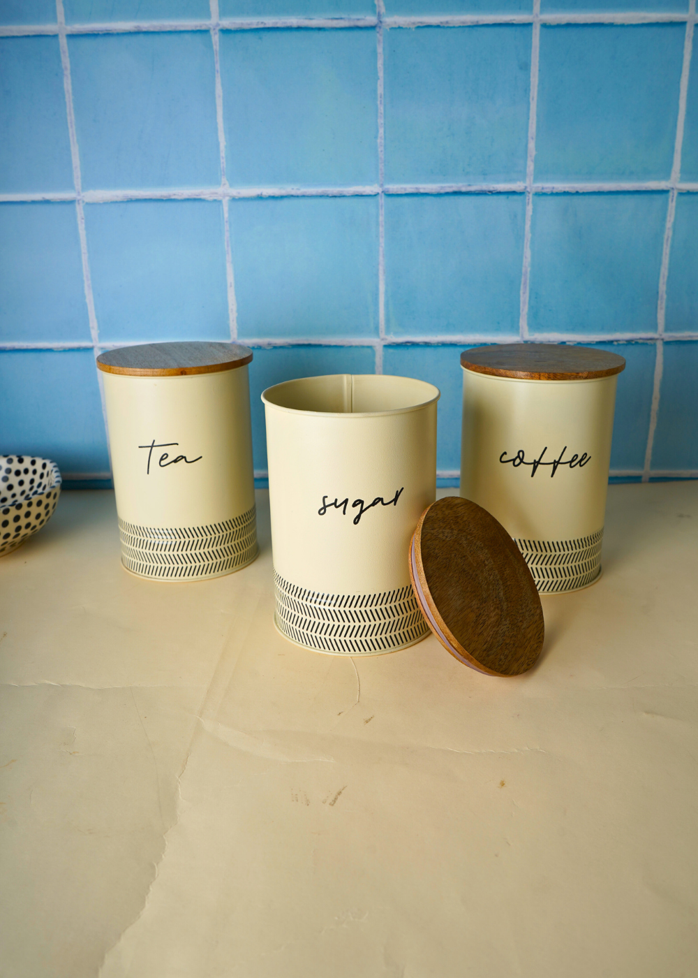 three jar set tea, sugar & coffee