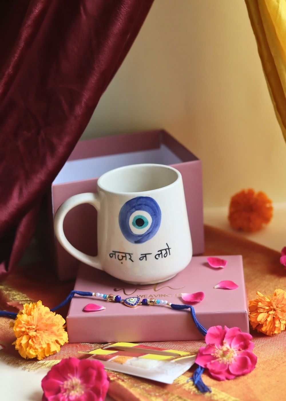 Nazar Na lage Rakhi gift box made by ceramic