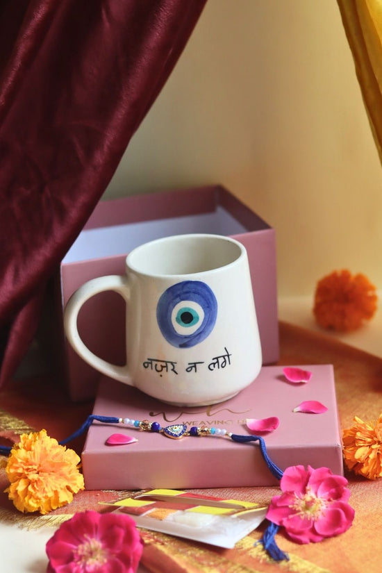 Nazar Na lage Rakhi gift box made by ceramic