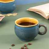 Greyish blue & mustard coffee mug 