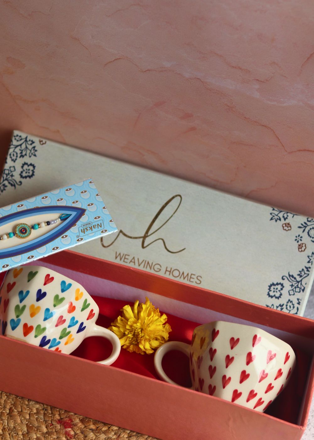 Heart & Loveislove Mug rakhi gift box made by ceramic