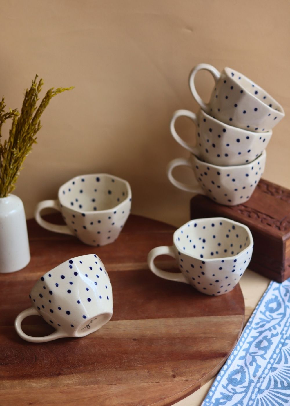 Purple Polka Mug - Set of 6 made by ceramic