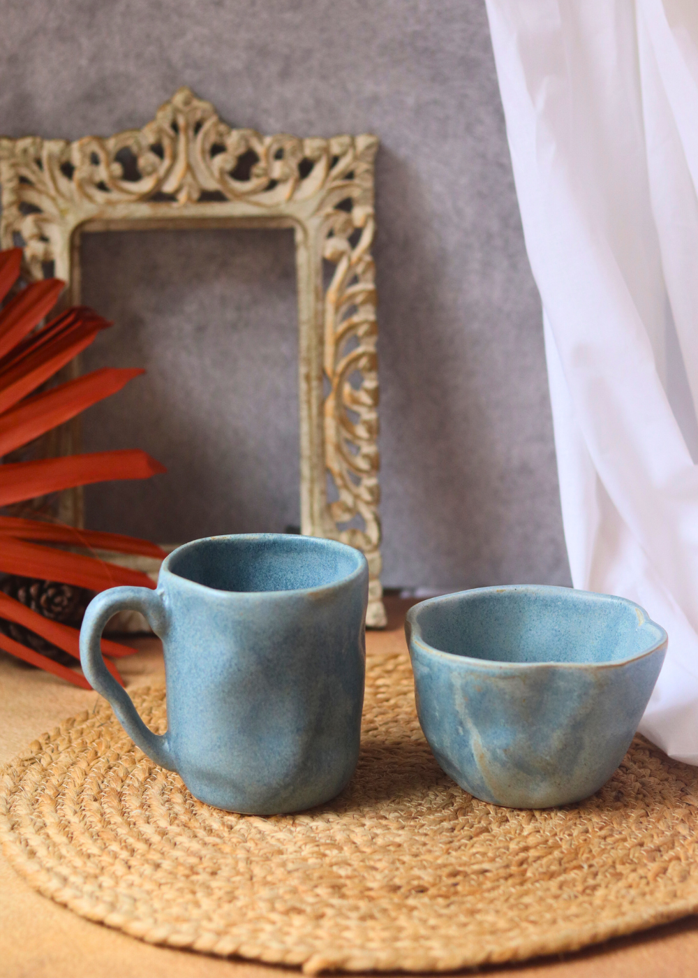 Ceramic Earthy Wavy Mug & Bowl