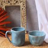 Ceramic Earthy Wavy Mug & Bowl