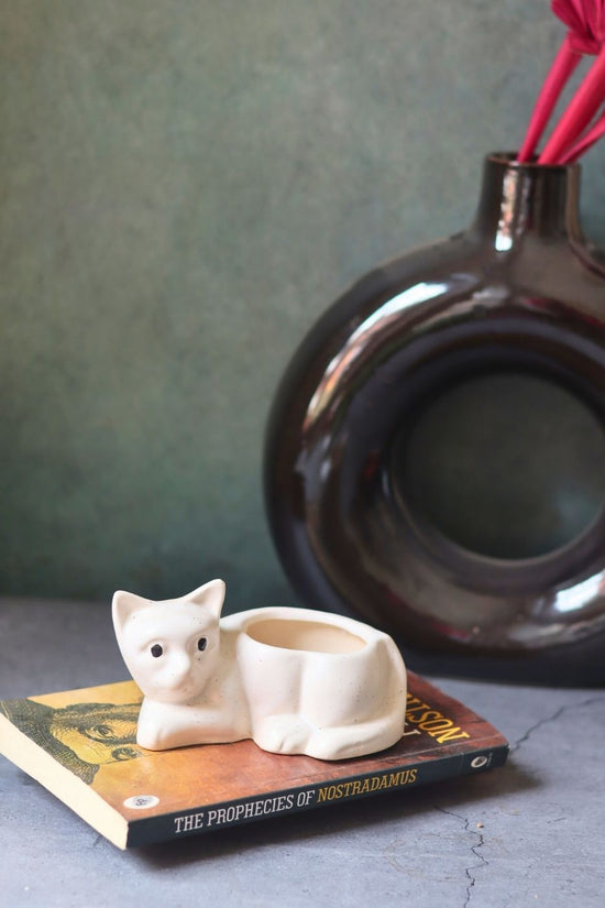 cat succulent planter handmade in india 
