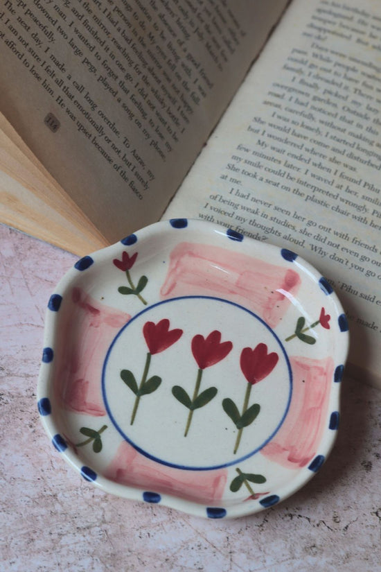 Peony Handmade Dessert Plate handmade in india