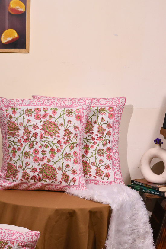 Pink coneflower printed cushion covers