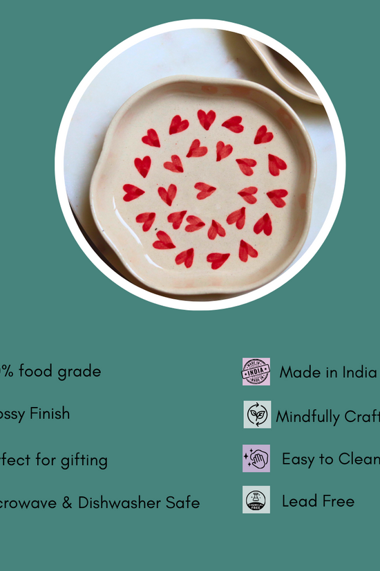 all heart handmade dessert plate with details