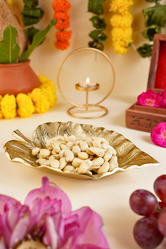 Golden Bliss Palm Leaf Bowl handmade in india