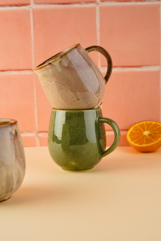 Beige & Green Cozy Mugs - Set of two