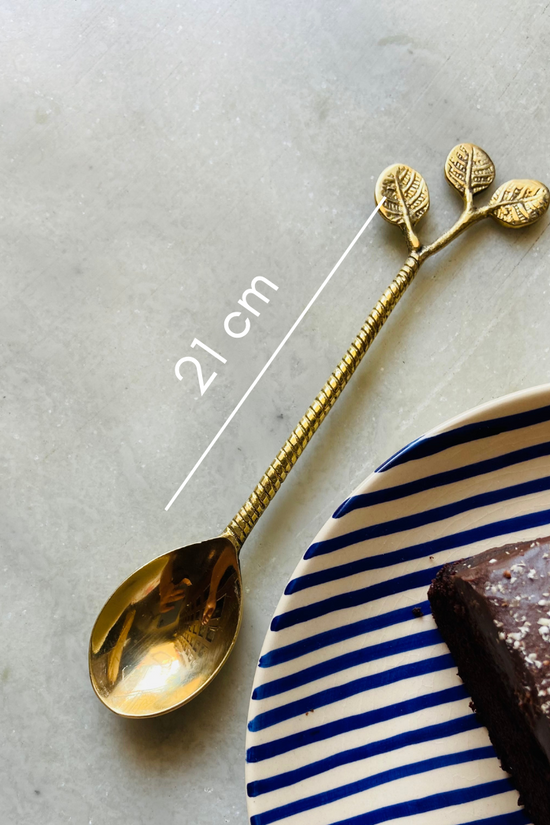 Golden brass spoon leaf shaped