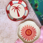 Palm & Flower Handmade Dessert Plate handmade in india