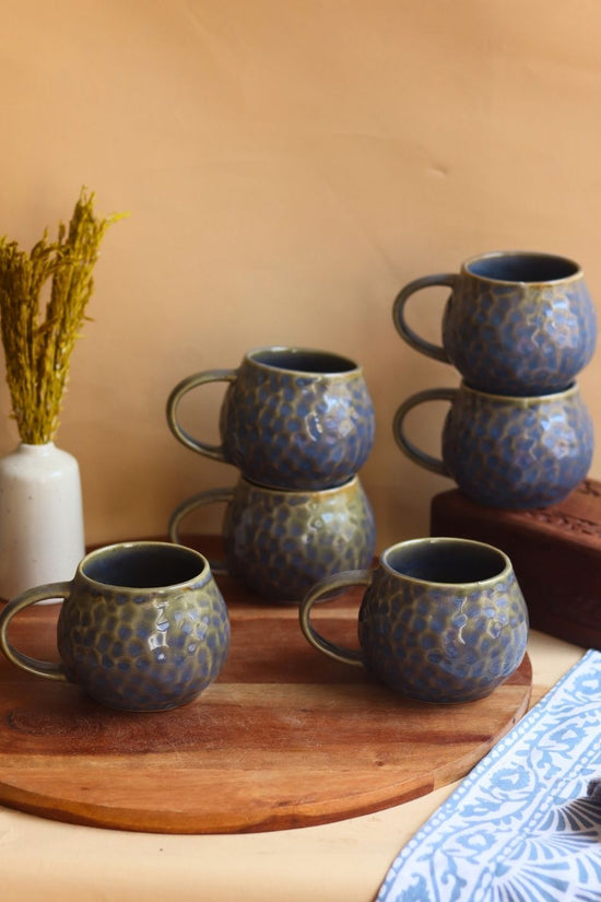 Handmade Grey Honeycomb Mug - Set of 6